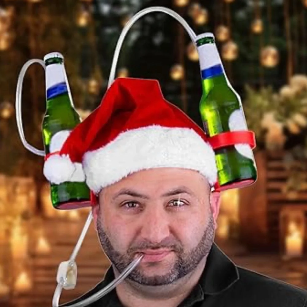 Wembley Holly & Jolly Santa Drinking Hat - Red and White
